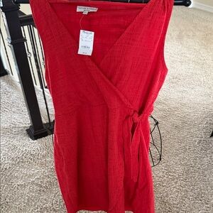 Madewell Red Sleeveless Wrap Dress size xl nwt